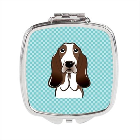 CAROLINES TREASURES Checkerboard Blue Basset Hound Compact Mirror- 2.75 x 3 x .3 In. BB1181SCM